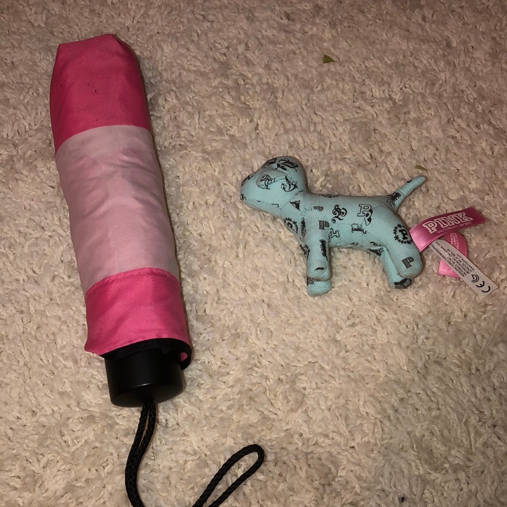 Victoria Secret Umbrella and VS PINK stuffed dog